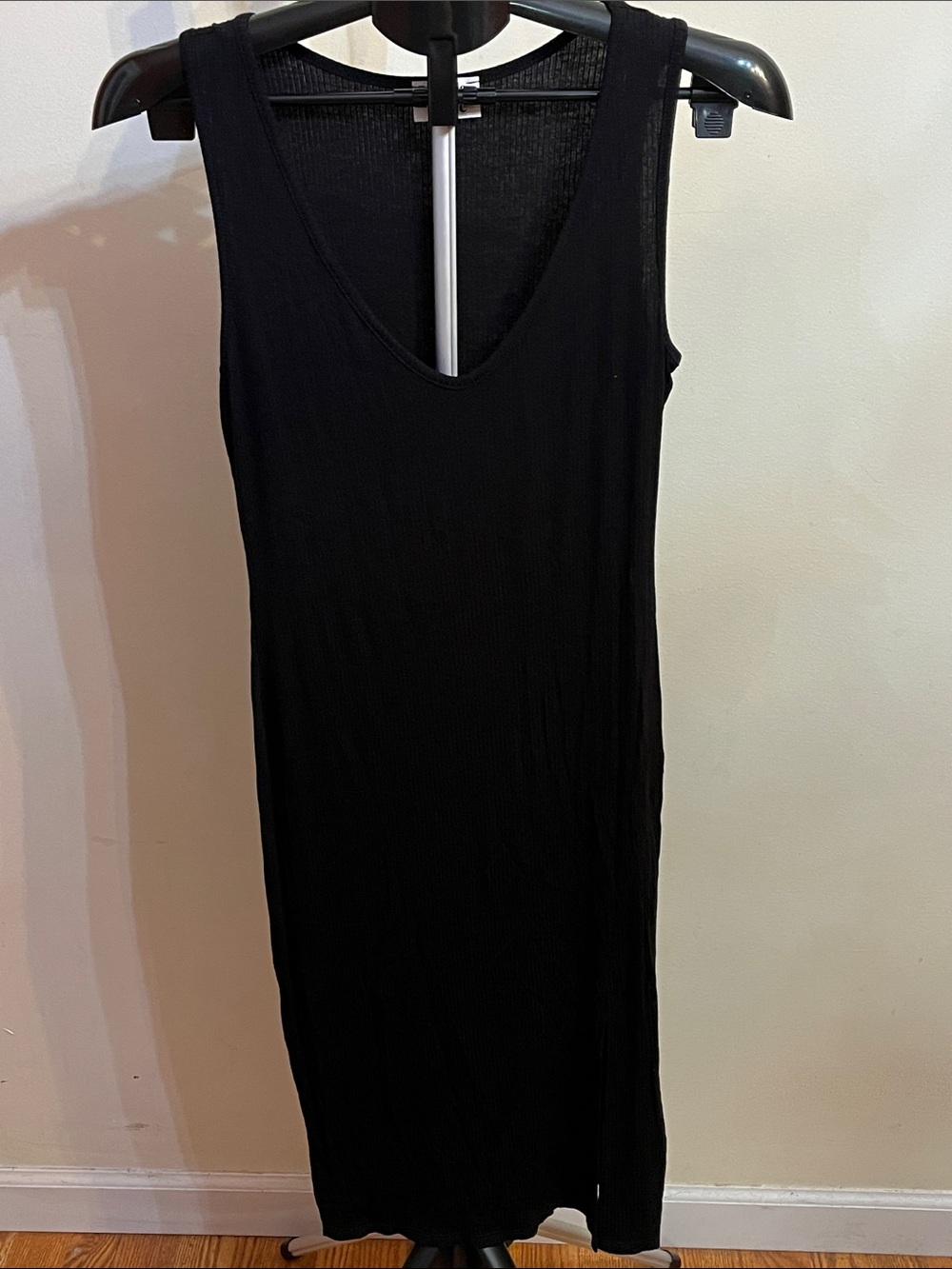 NWOT Made with Love Black Ribbed V-Neck Tank Dress